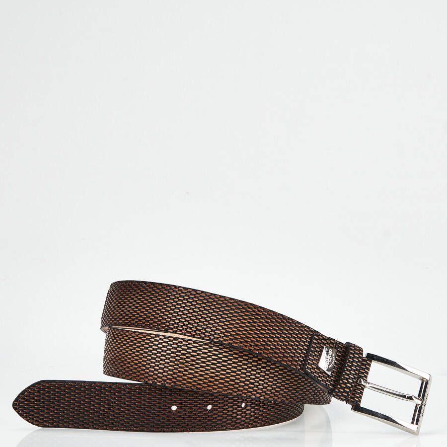 Giorgio Bruin Leren Riem met Print Brown Heren