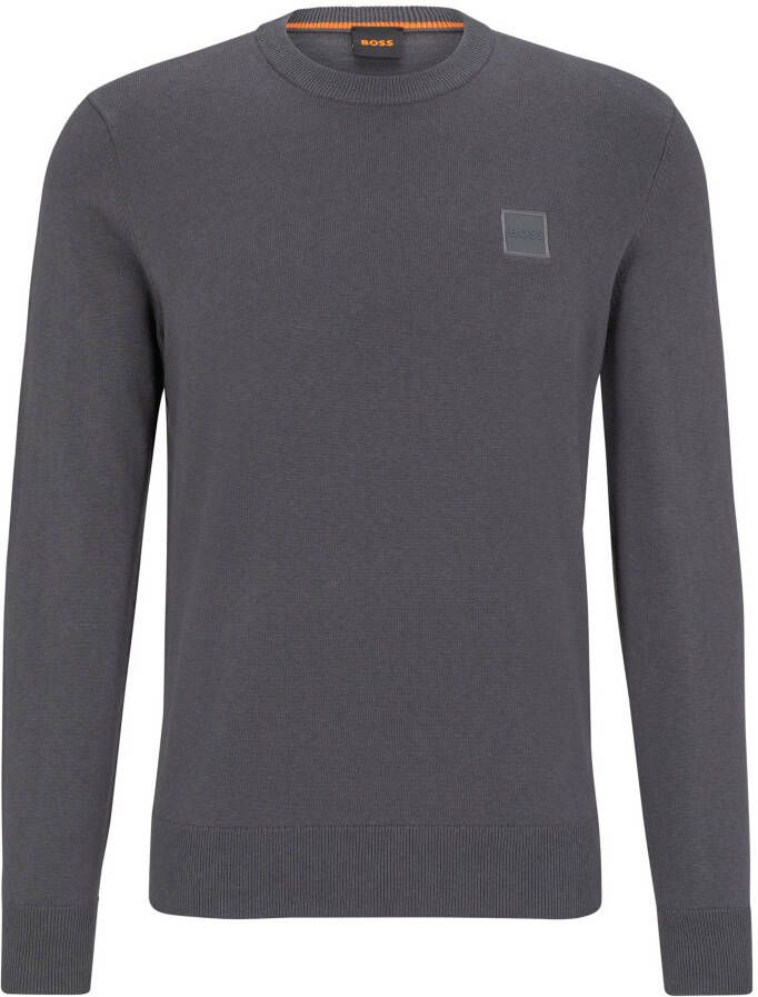 Hugo Boss Grijze Gebreide Trui met Ronde Hals Grijs Heren