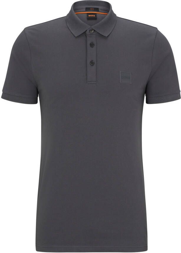BOSS Casual gemêleerde slim fit polo Passenger dark grey - Foto 2