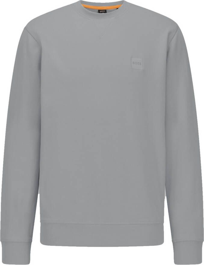 Hugo Boss Sweater Westart ronde hals grijs effen katoen