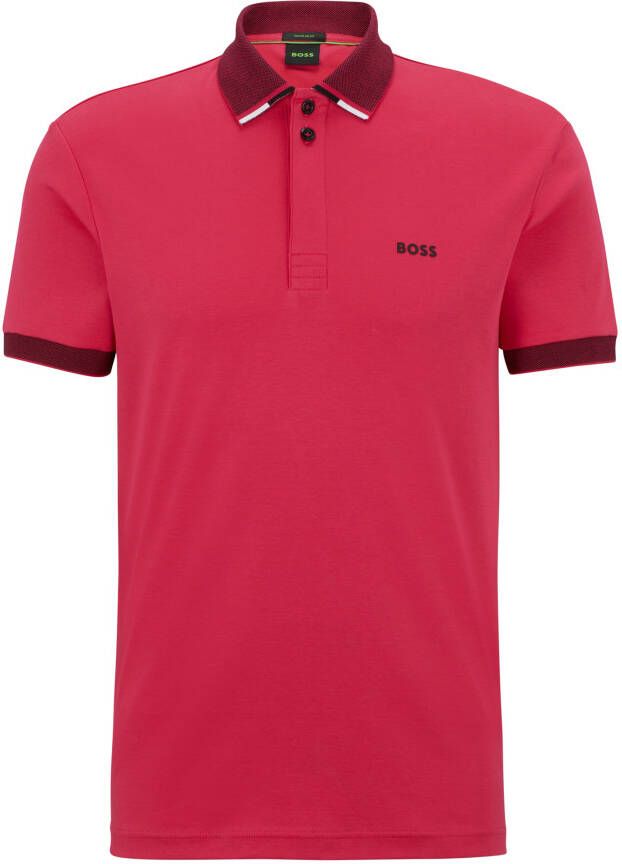 Hugo Boss polo normale fit roze effen katoen met logo