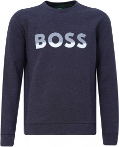 Hugo Boss sweater ronde hals grijs effen katoen