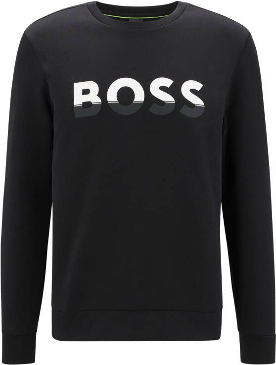 Hugo Boss sweater ronde hals zwart effen katoen normale fit