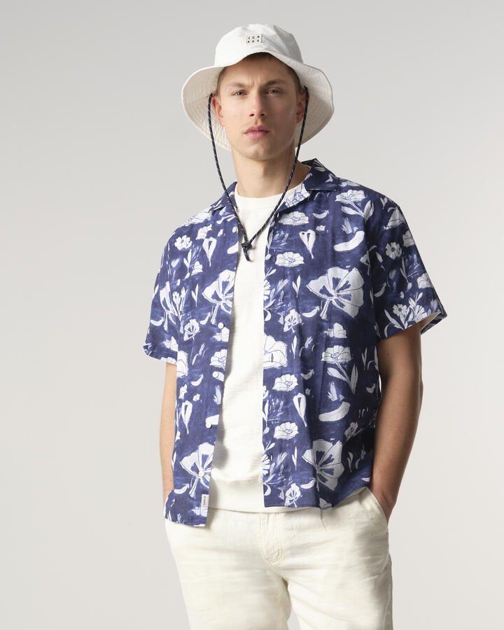 J.C. Rags regular fit overhemd met all over print blue depths dessin