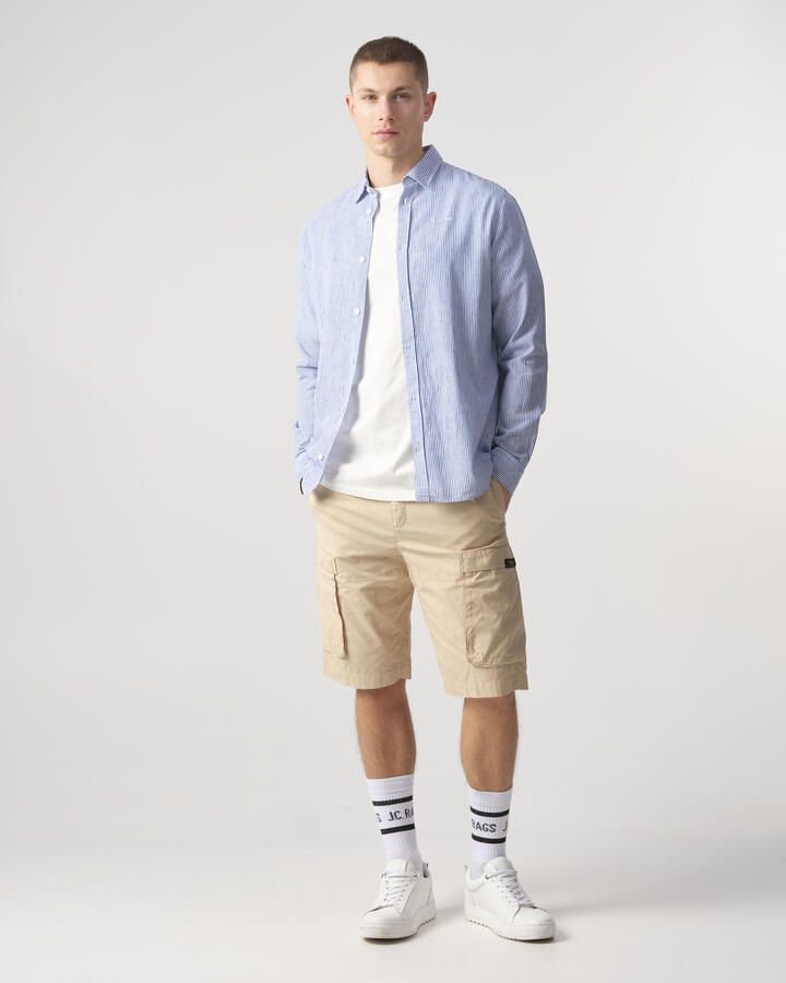 J.C. Rags gestreept regular fit overhemd Jayden Stripe lichtblauw streep - Foto 2