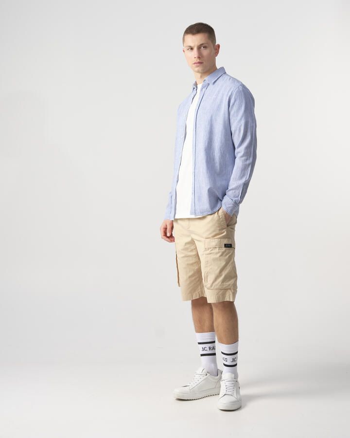 J.C. Rags gestreept regular fit overhemd Jayden Stripe lichtblauw streep - Foto 3