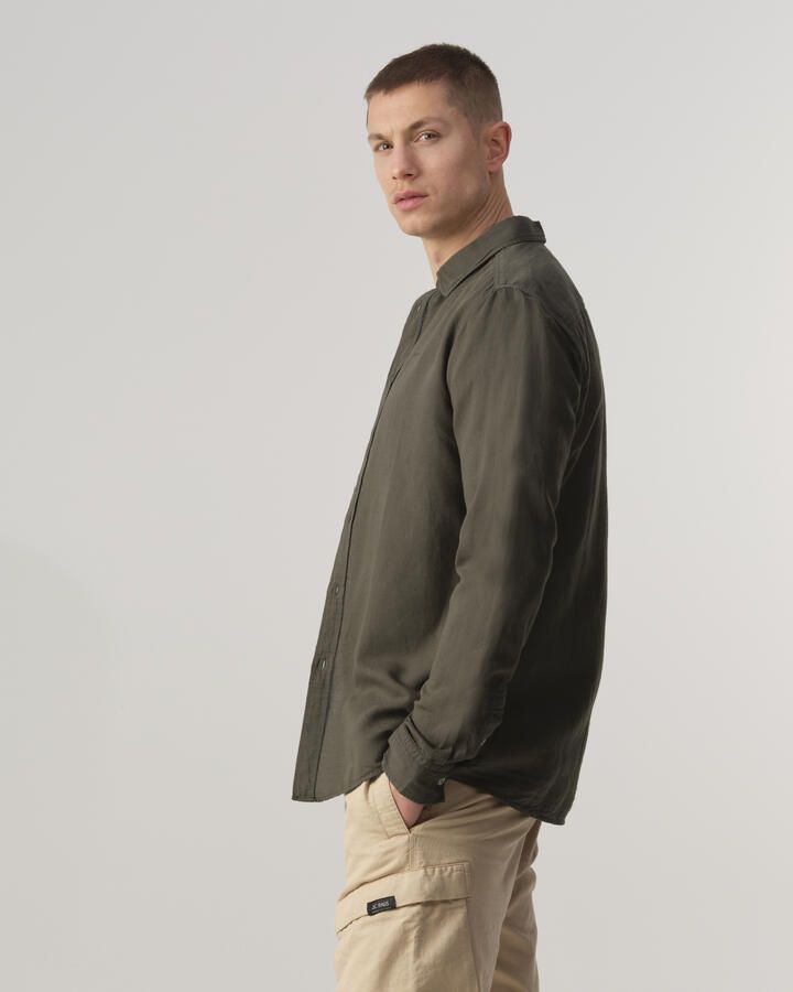 J.C. Rags regular fit overhemd Jayden Linen burned green - Foto 5