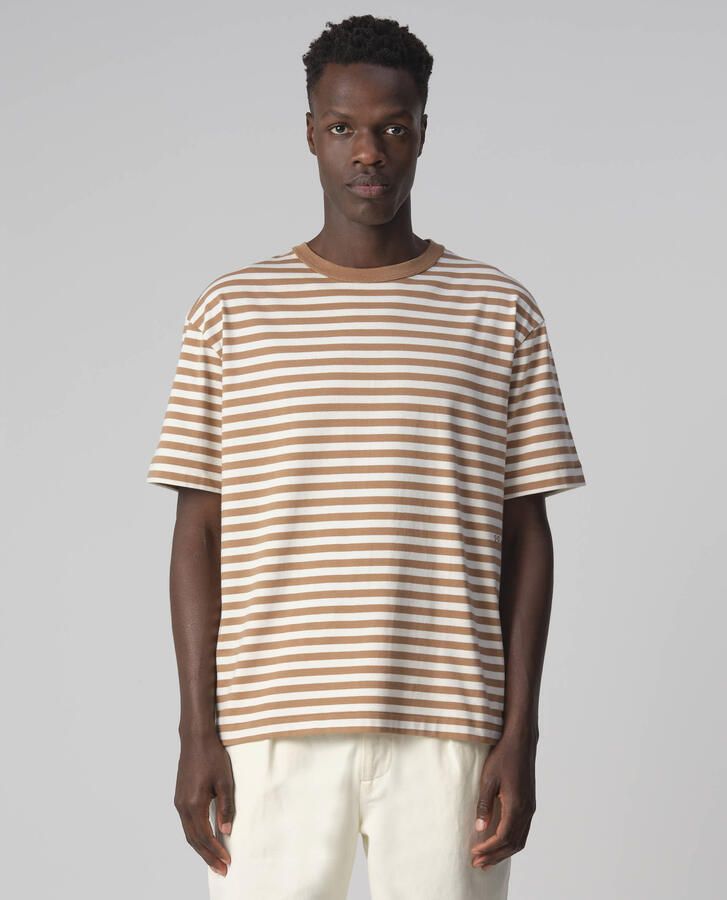 J.C. Rags gestreept regular fit T-shirt Johnny toasted coconut