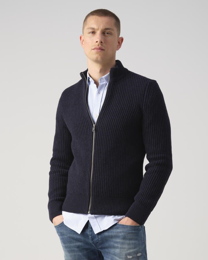 J.C. Rags ribgebreid vest REAGAN met wol sky captain