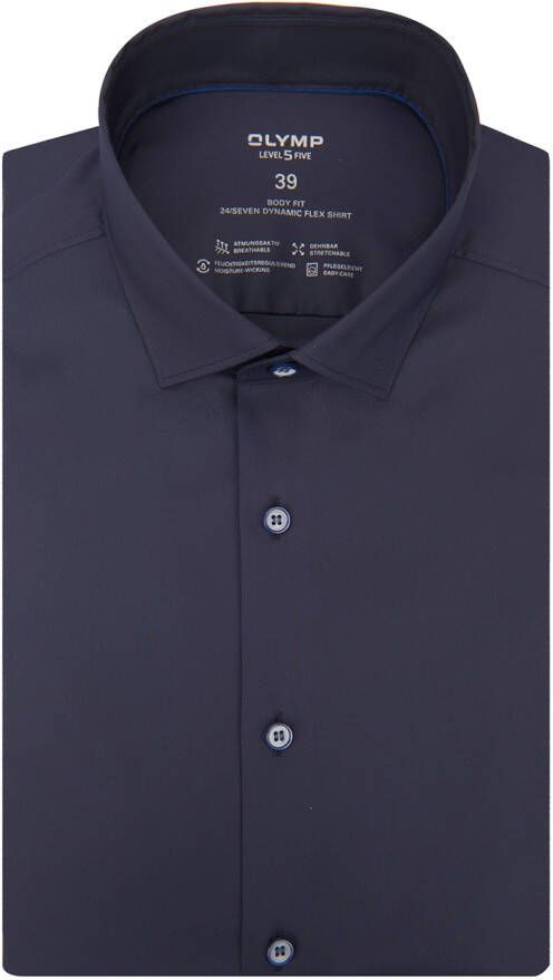 Olymp business overhemd Level Five extra slim fit donkerblauw effen