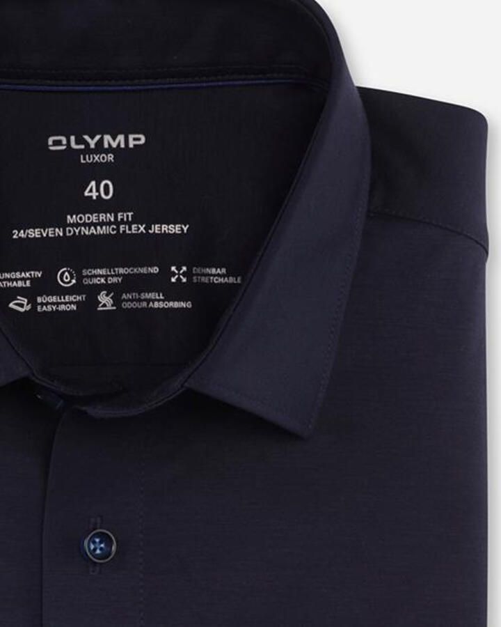 OLYMP Overhemd met lange mouwen Luxor 24 Seven modern fit jersey shirt met geurremmende materiaaleigenschappen