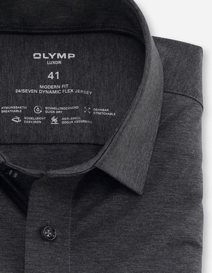 OLYMP Overhemd met lange mouwen Luxor 24 Seven modern fit jersey shirt met geurremmende materiaaleigenschappen - Foto 4