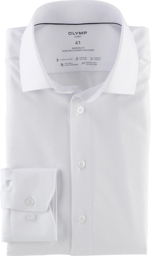 Olymp Overhemd business Luxor Modern Fit normale fit wit effen katoen - Foto 6
