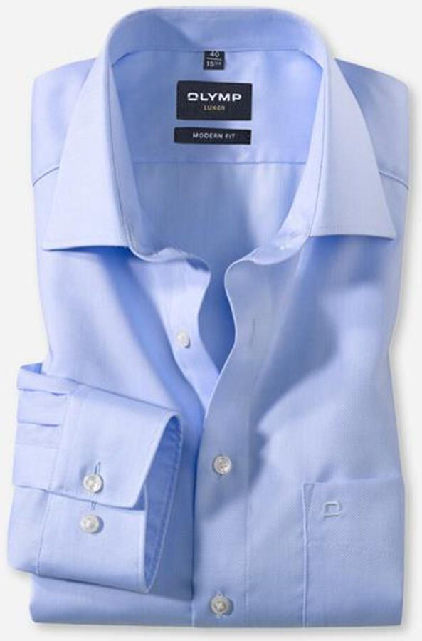 Olymp Overhemd lichtblauw uni oxford look modern fit - Foto 4