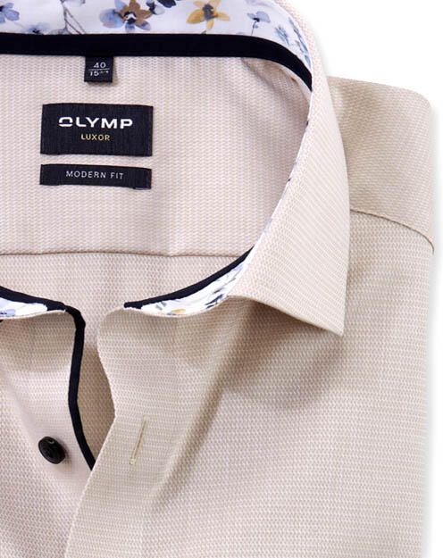 Olymp Overhemd Lange Mouw Luxor Overhemd Structure Beige - Foto 4