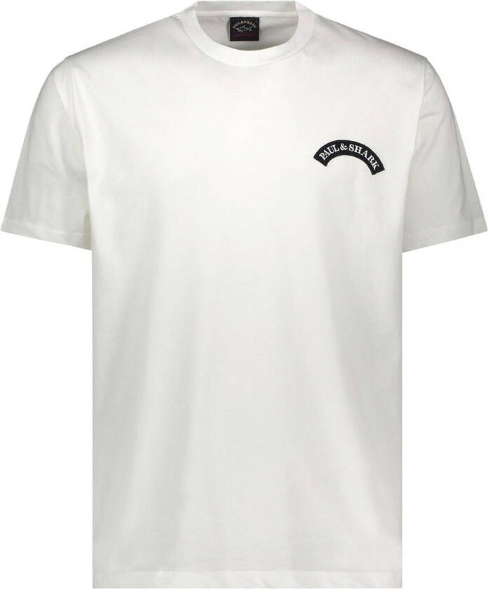 PAUL & SHARK Biologisch katoenen T-shirt met Mega Shark Print White Heren