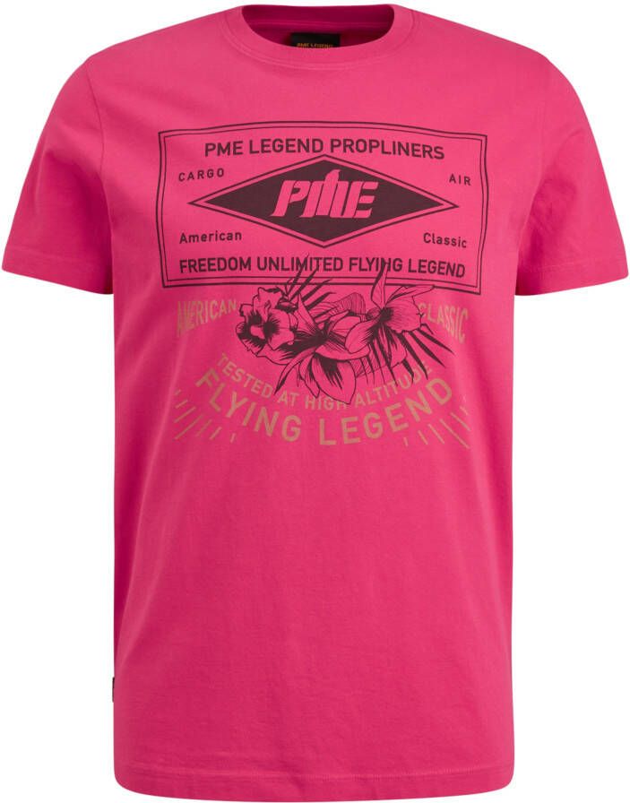 PME Legend regular fit T-shirt met printopdruk roze