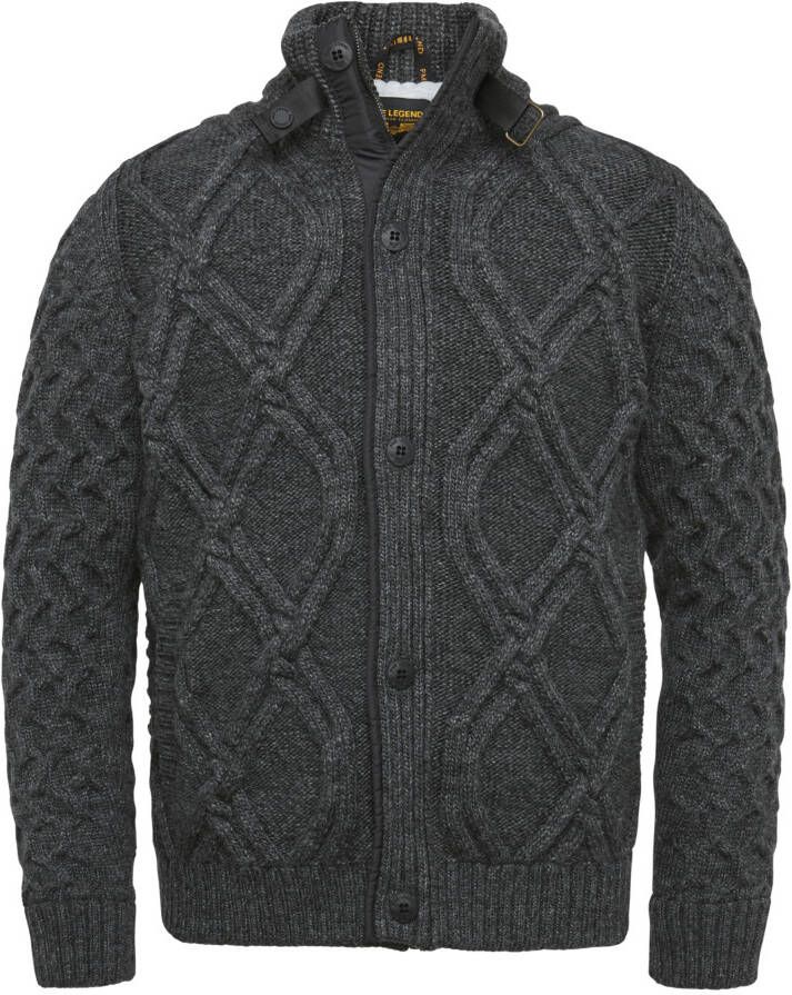 PME Legend Zip jacket heavy knit mixed yarn black oyster Grijs Heren
