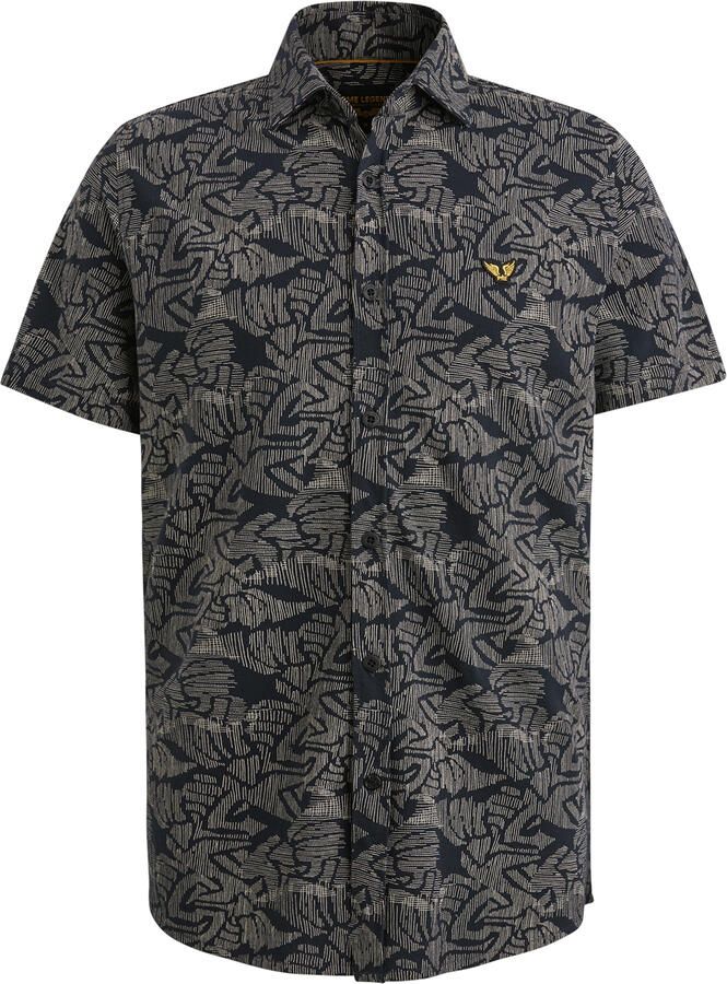 PME Legend Kort overhemd Print op Jersey Blue Heren