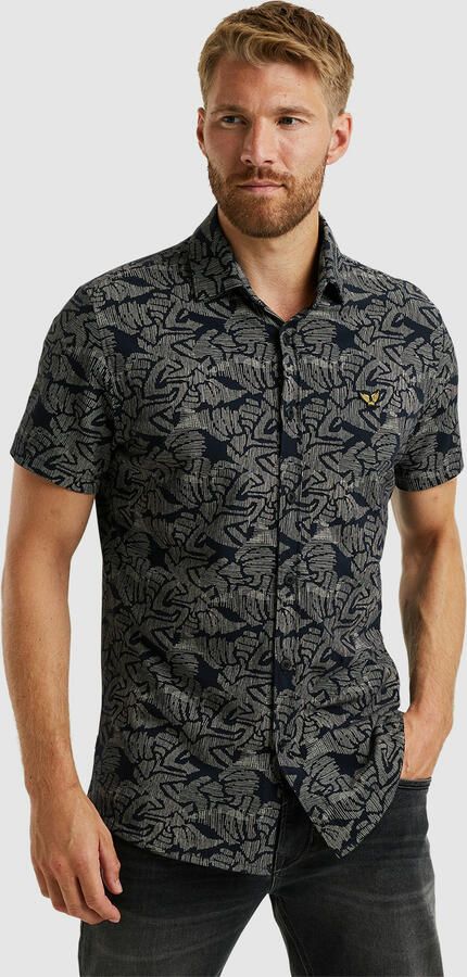 PME Legend Kort overhemd Print op Jersey Blue Heren - Foto 5