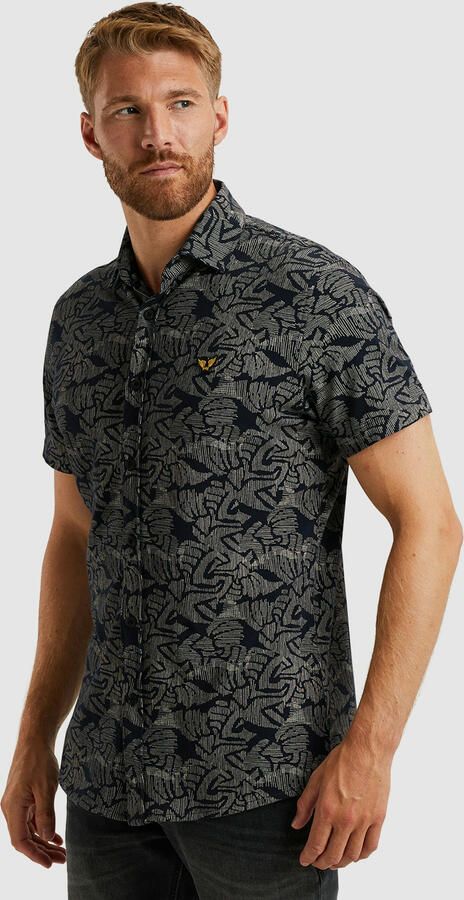 PME Legend Kort overhemd Print op Jersey Blue Heren - Foto 4
