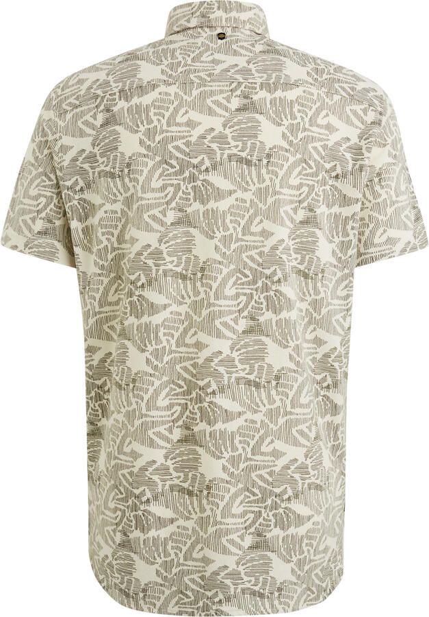 PME Legend Kort overhemd print op jersey Beige Heren