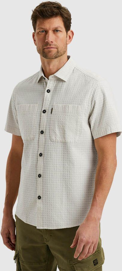 PME LEGEND Heren Overhemden Short Sleeve Shirt Structure Dobby Beige - Foto 4