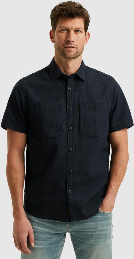 PME Legend overshirt met textuur donkerblauw - Foto 3