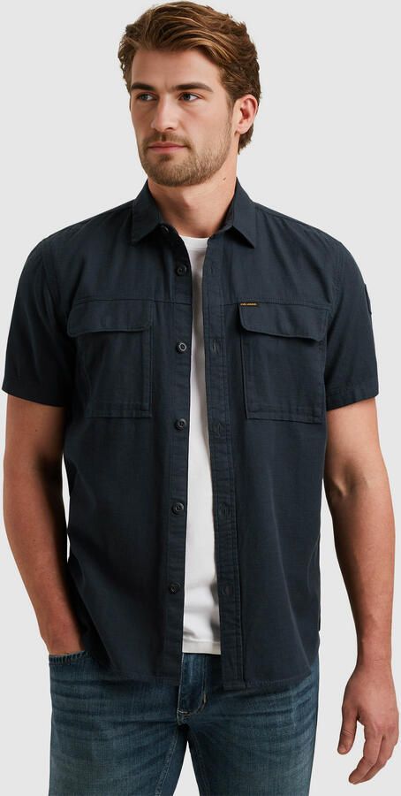 PME Legend Korte Mouw Slub Katoenen Overhemd Psis2503242 Blue Heren - Foto 8