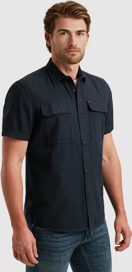 PME Legend Korte Mouw Slub Katoenen Overhemd Psis2503242 Blue Heren - Foto 9