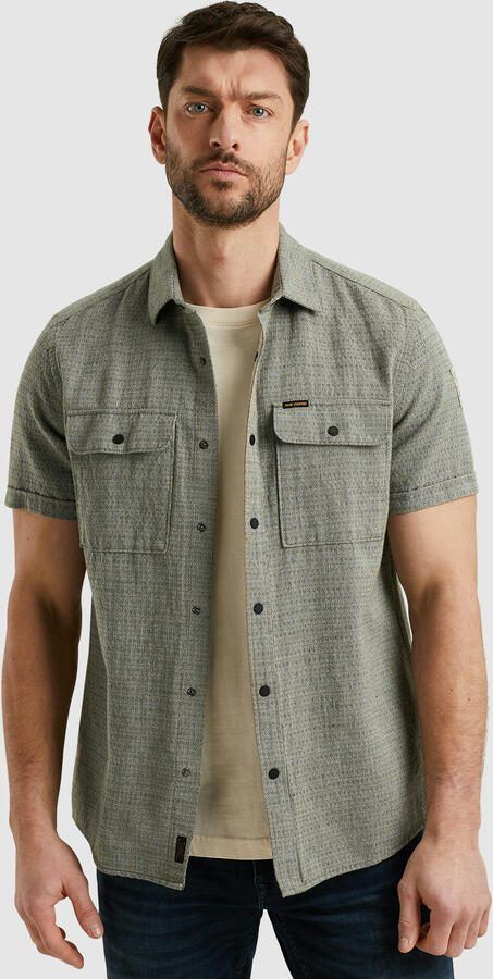 PME Legend Short Sleeve Overhemd Linnen Dobby Groen - Foto 5