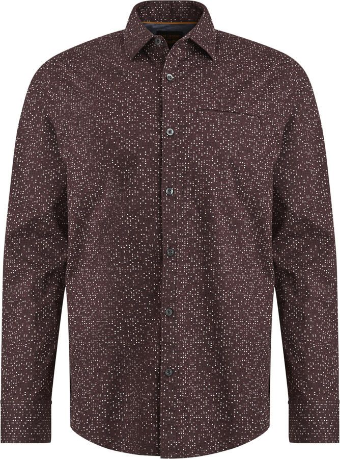 PME Legend Gedrukt poplin overhemd met lange mouwen Brown Heren