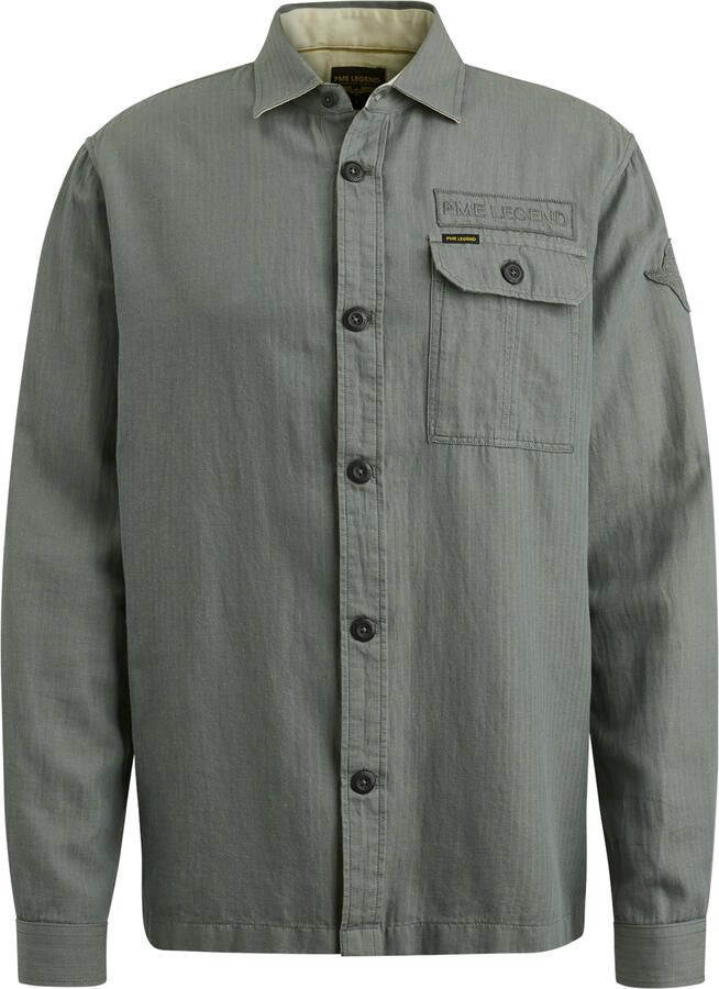 PME Legend Lange mouw katoen linnen overhemd Psi2403224 Green Heren