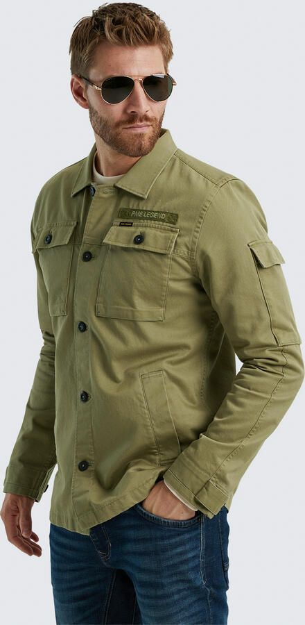 PME Legend regular fit denim overshirt met logo groen - Foto 3