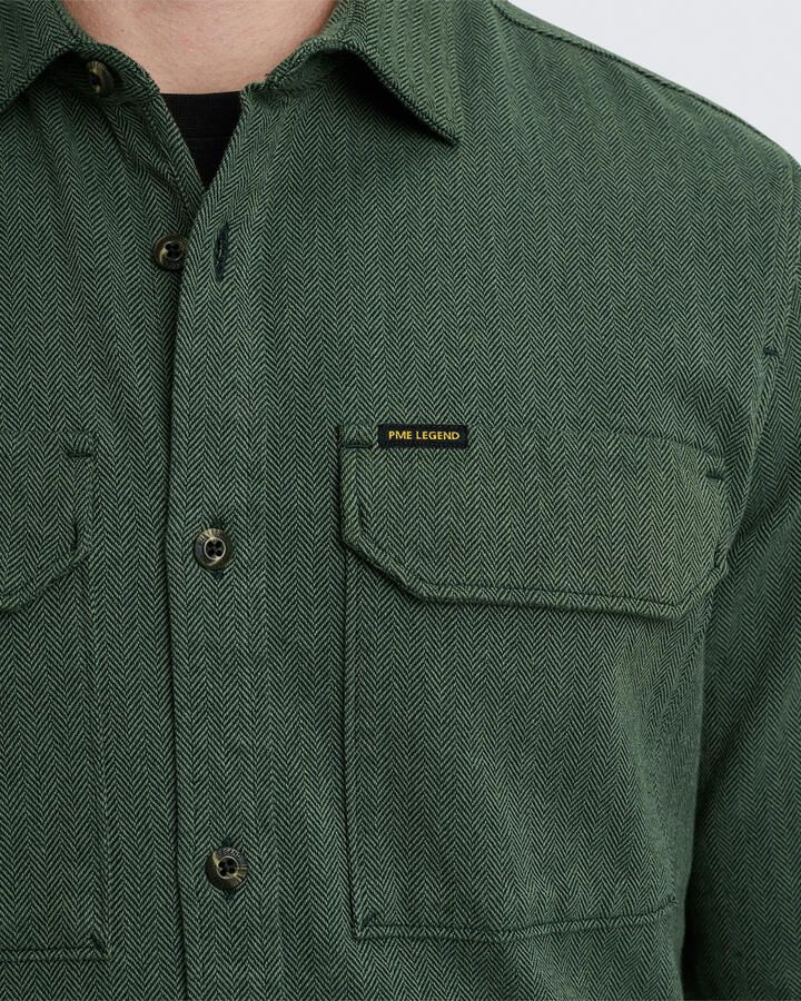 PME Legend Flanel Herringbone Overhemd Lange Mouw Green Heren - Foto 4