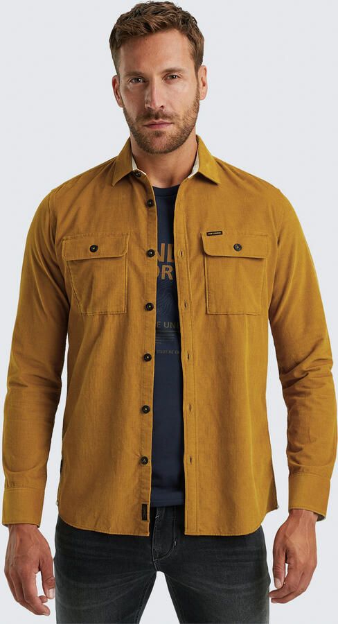 PME Legend Fijne Wafelkoord Overhemd Lange Mouw Brown Heren