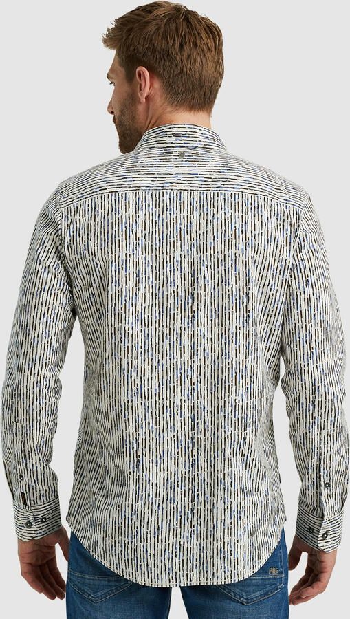PME Legend Gedrukt lange mouw poplin overhemd Gray Heren