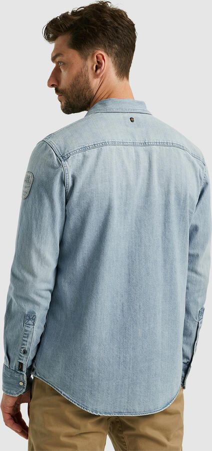 PME Legend Bleach Indigo Denim Lange Mouw Shirt Blue Heren - Foto 7