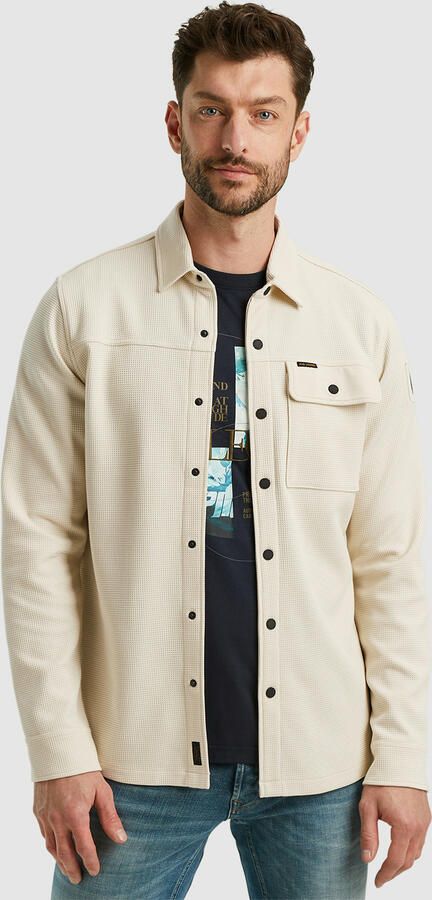 PME Legend Wafel Dubbelzijdig Jersey Overhemd Jas Beige Heren - Foto 7