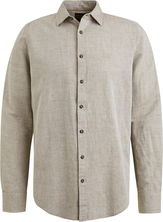 PME LEGEND Heren Overhemden Long Sleeve Shirt Cotton Linen 2 Tone Zand - Foto 3