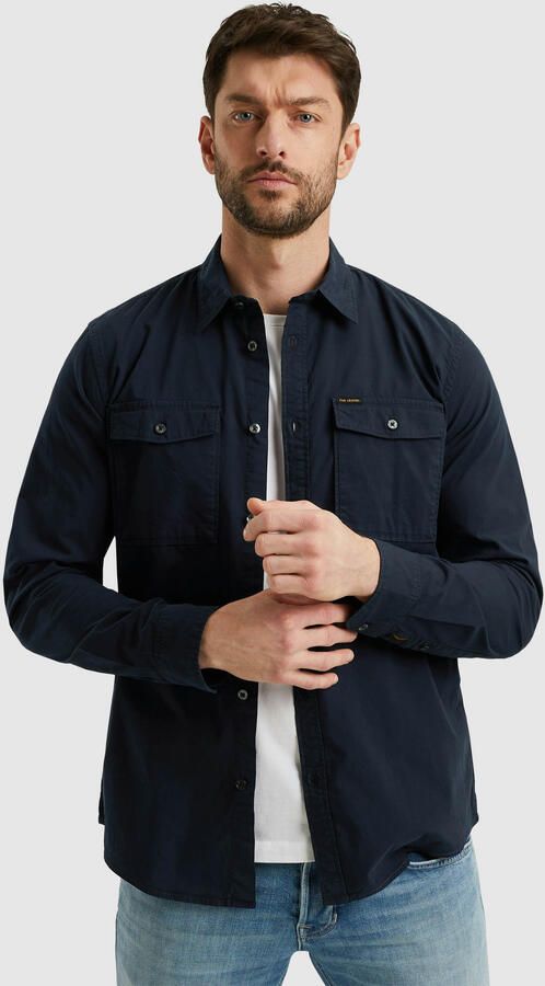 PME LEGEND Heren Overhemden Long Sleeve Shirt Light Gd Poplin Stretch Blauw - Foto 7
