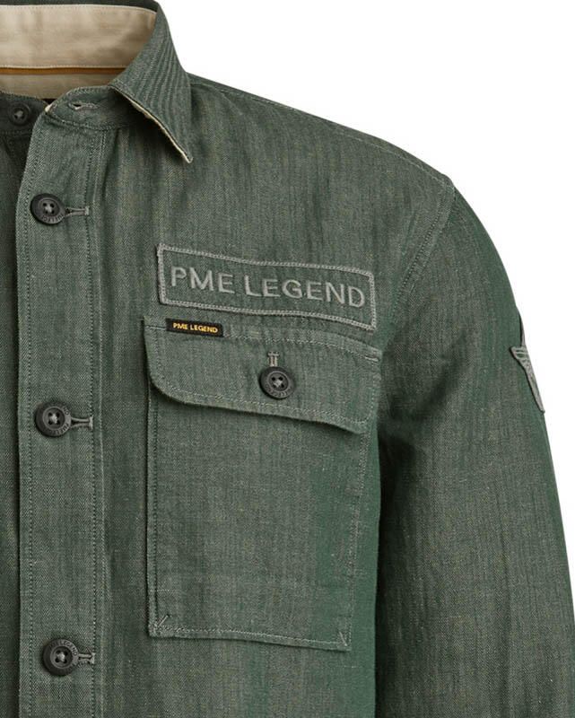 PME Legend Lange mouw shirt katoen linnen Green Heren - Foto 3