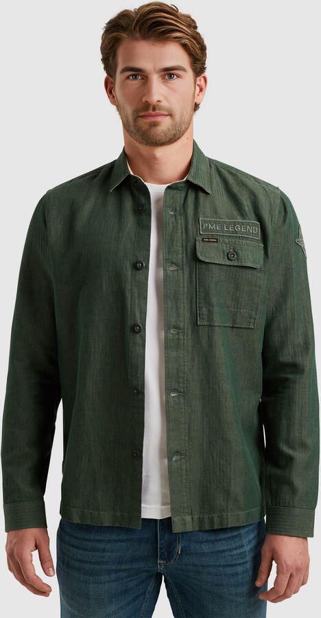 PME Legend Lange mouw shirt katoen linnen Green Heren - Foto 4