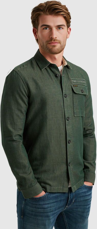 PME Legend Lange mouw shirt katoen linnen Green Heren - Foto 5