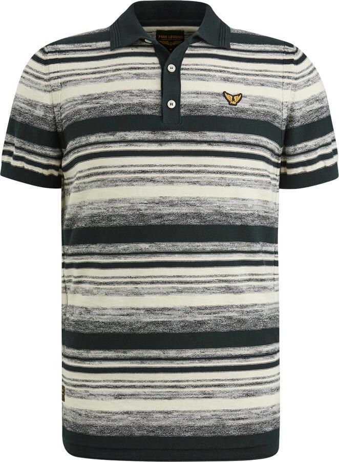 PME Legend Katoen Slub Grad Korte Mouw Polo Blue Heren - Foto 4