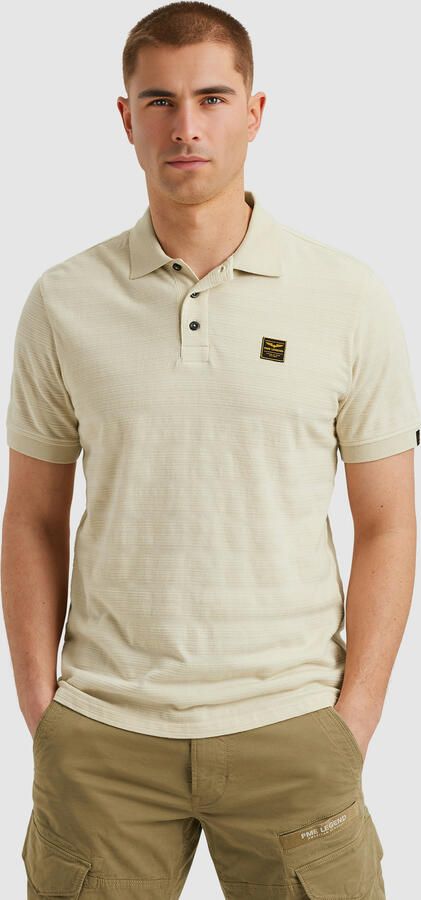PME Legend regular polo met ingebreid patroon ecru - Foto 5