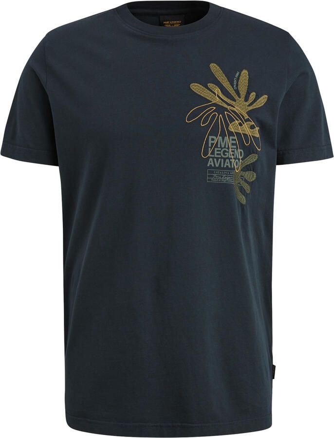 PME Legend T-shirt met printopdruk en borduursels donkerblauw