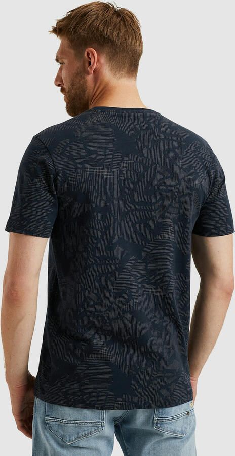 PME LEGEND Heren Polo's & T-shirts Short Sleeve R-neck Slub Jersey Aop Blauw