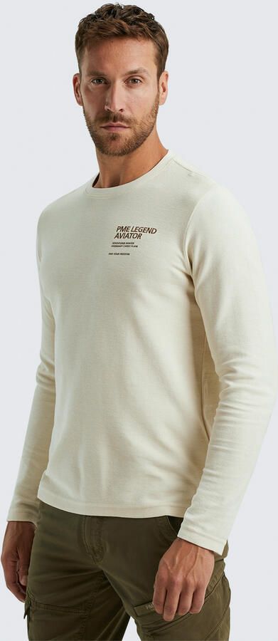 PME Legend Gestructureerde longsleeve R-hals top Beige Heren - Foto 5