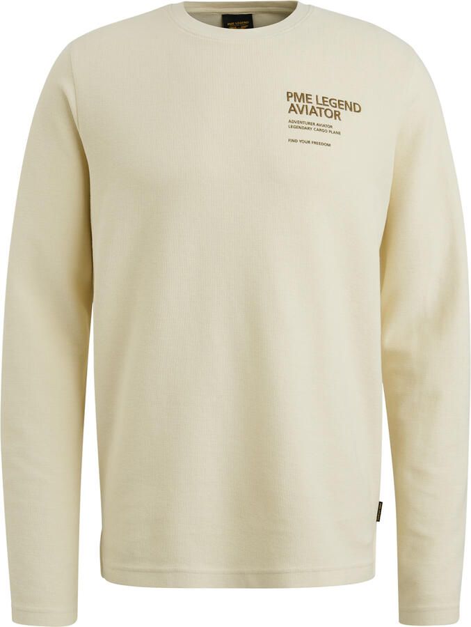 PME Legend Gestructureerde longsleeve R-hals top Beige Heren - Foto 2